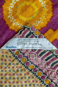 Hyacinth Kantha Throw Blanket