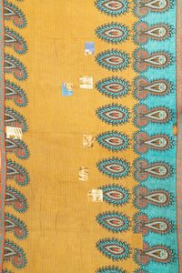 Hyacinth Kantha Throw Blanket
