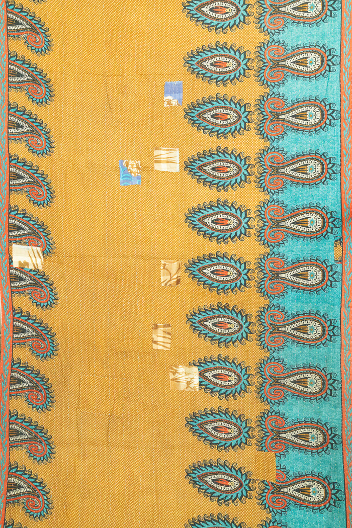 Hyacinth Kantha Throw Blanket