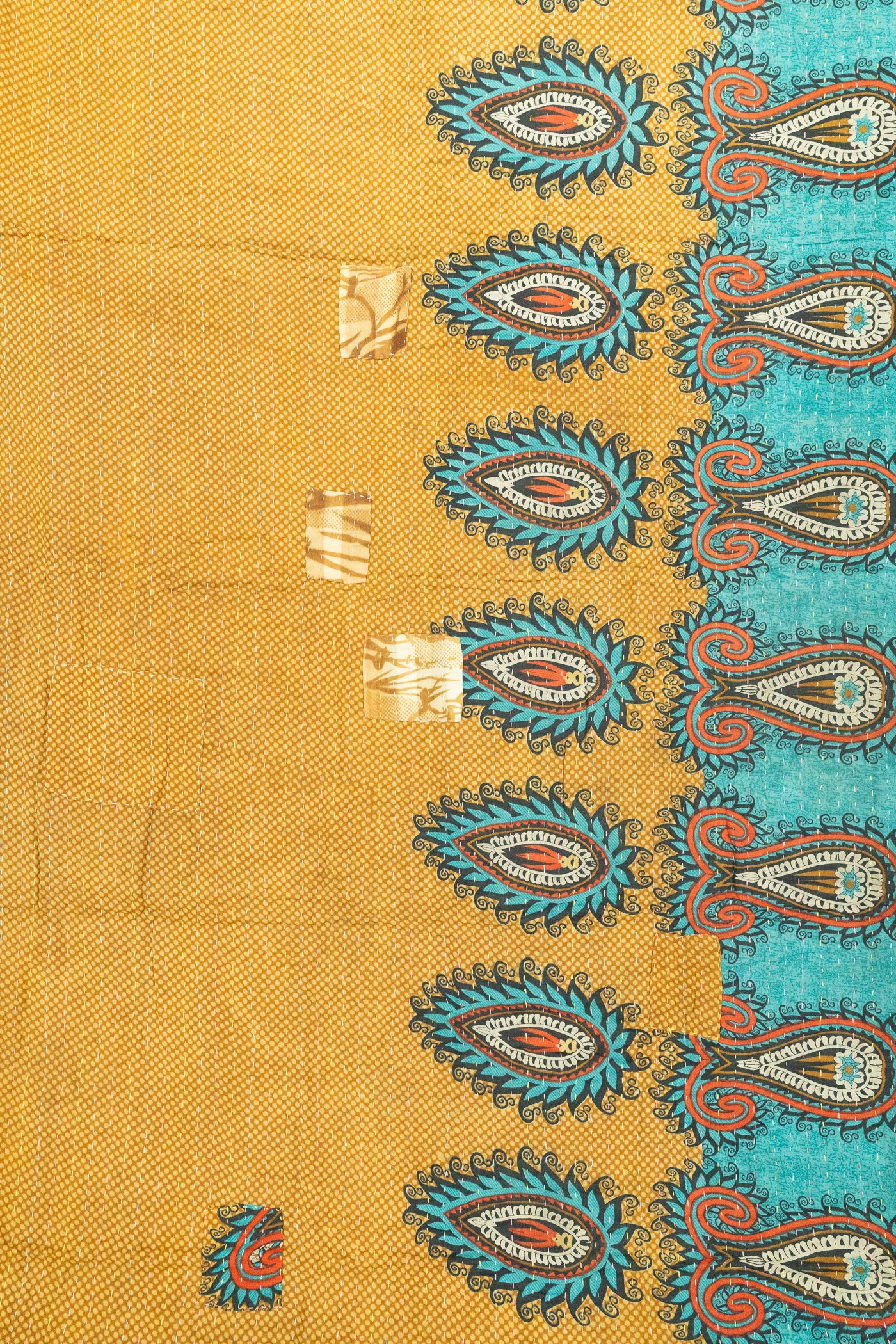 Hyacinth Kantha Throw Blanket