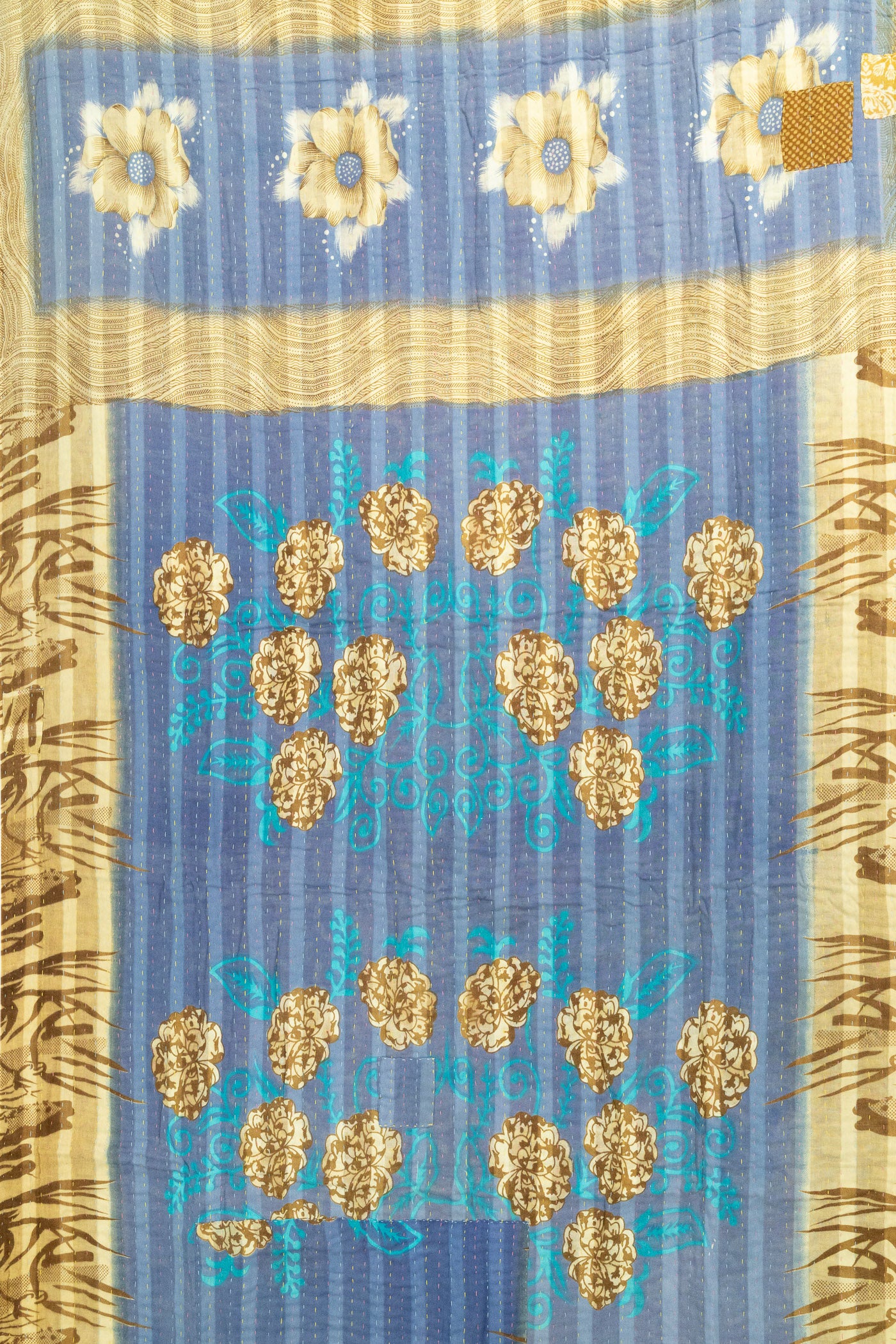 Hyacinth Kantha Throw Blanket