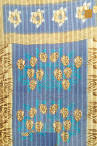 Hyacinth Kantha Throw Blanket