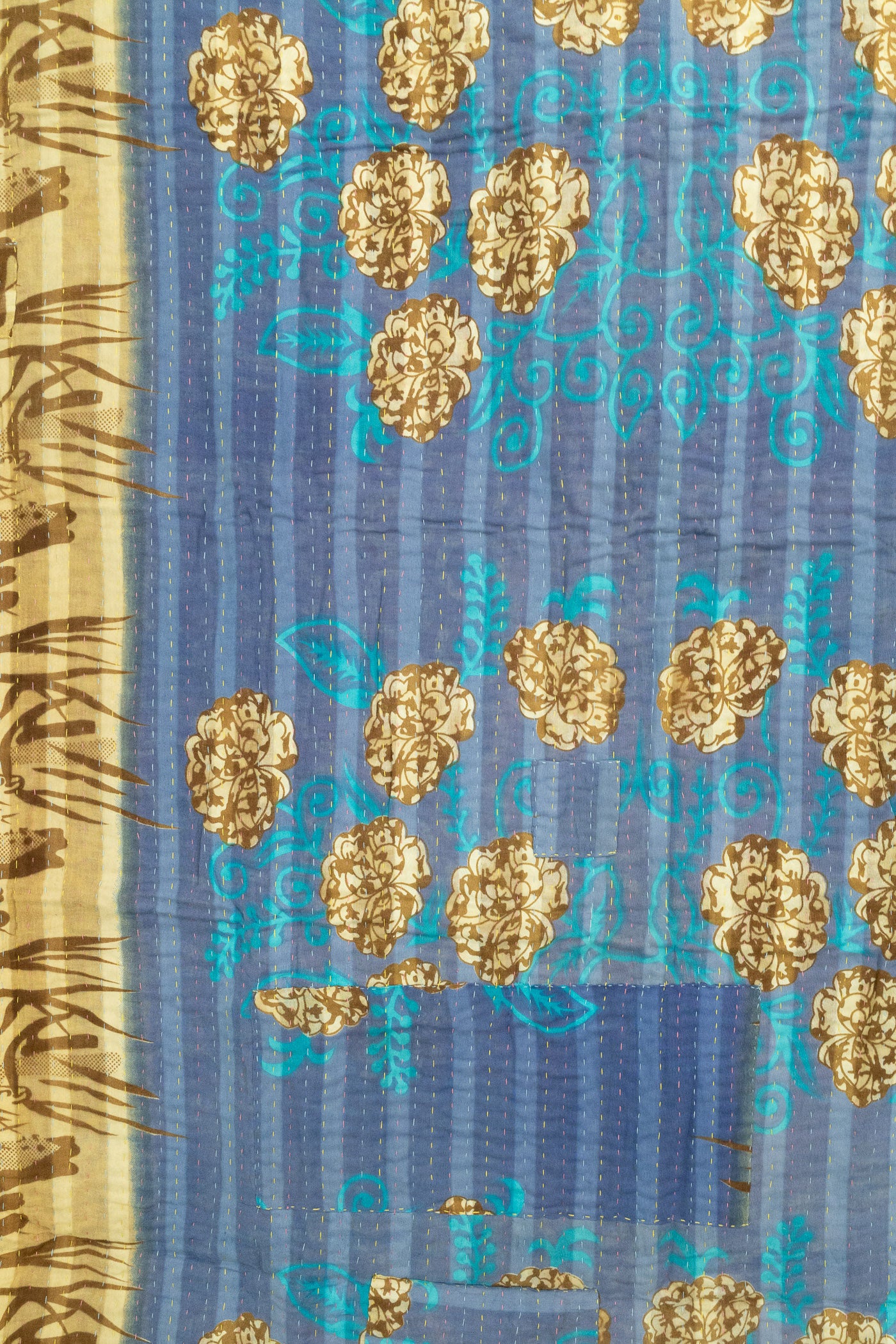 Hyacinth Kantha Throw Blanket