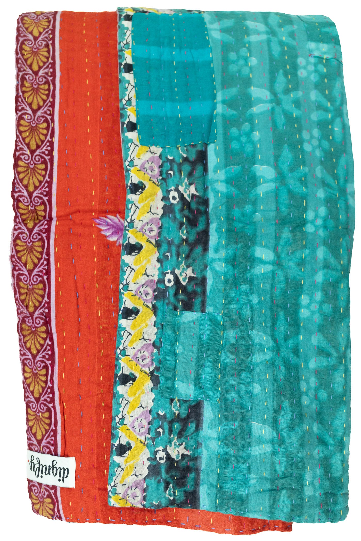Jade Kantha Throw Blanket