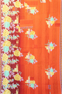 Jade Kantha Throw Blanket