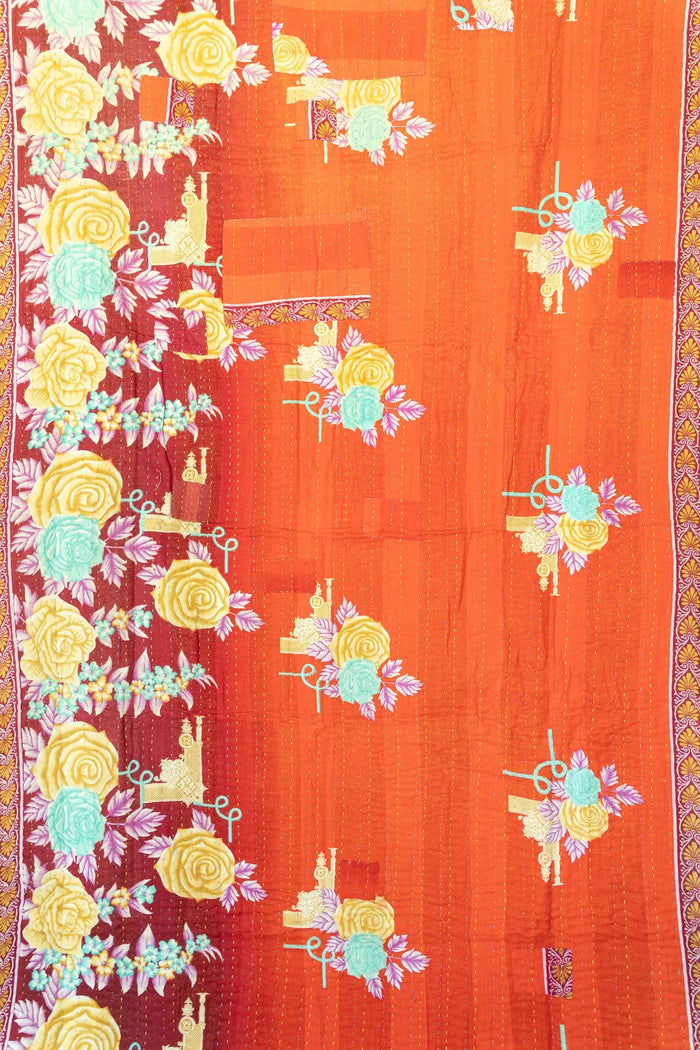 Jade Kantha Throw Blanket