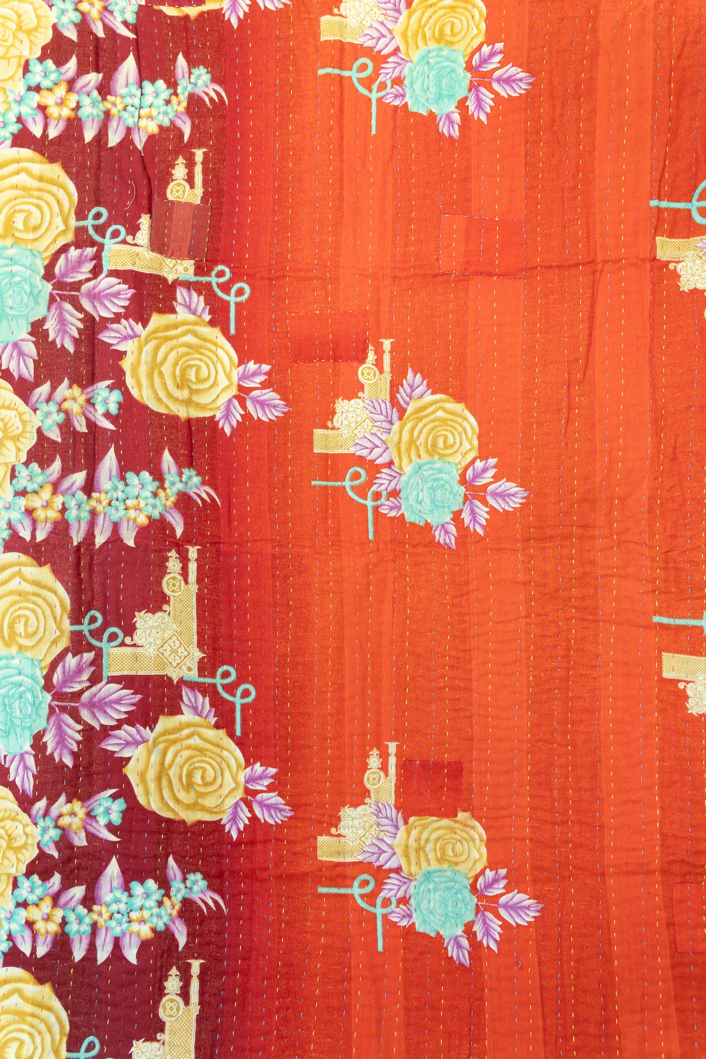 Jade Kantha Throw Blanket