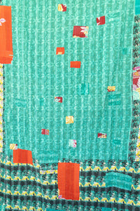 Jade Kantha Throw Blanket
