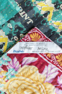 Jade Kantha Throw Blanket