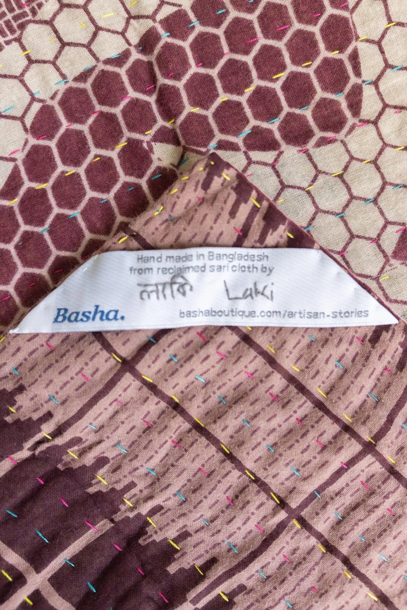 Jasmine Kantha Throw Blanket
