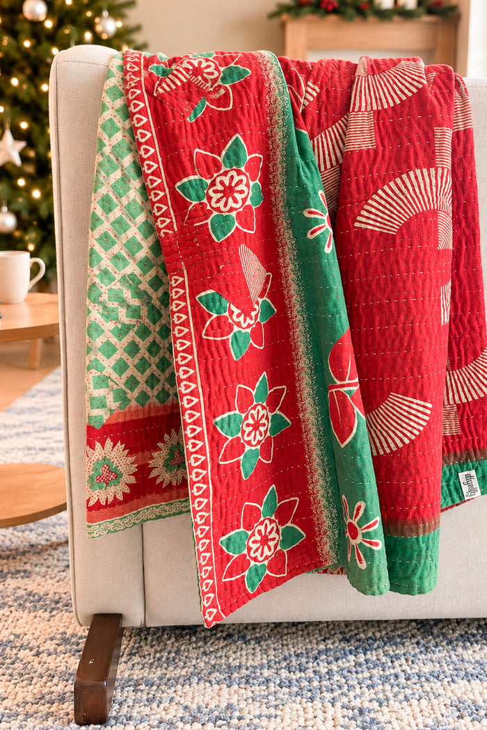Jolly No. 3 — Large Kantha Christmas Throw