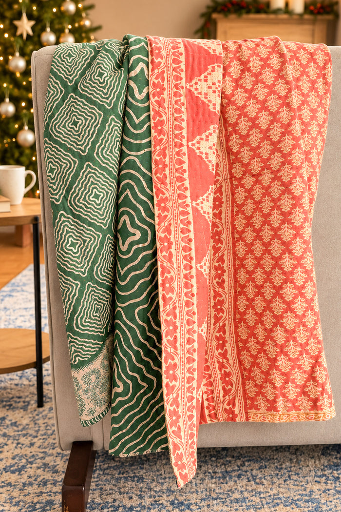 Jolly No. 5 — Large Kantha Christmas Throw