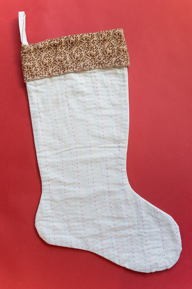 Kantha Holiday Stocking - Jolly No. 10