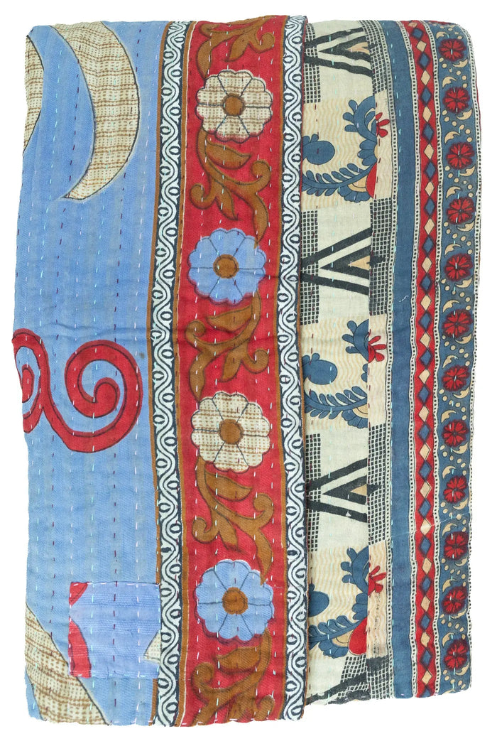 Joyful Kantha Throw Blanket