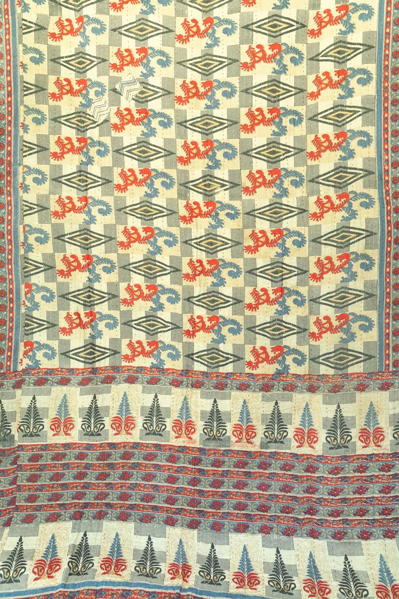 Joyful Kantha Throw Blanket