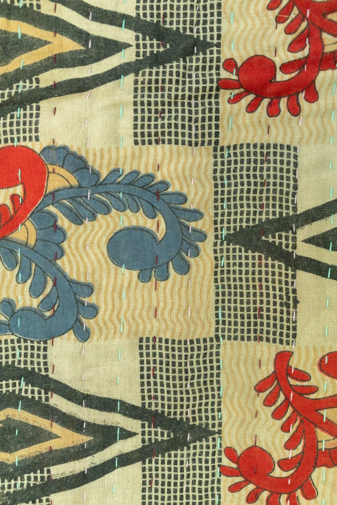 Joyful Kantha Throw Blanket