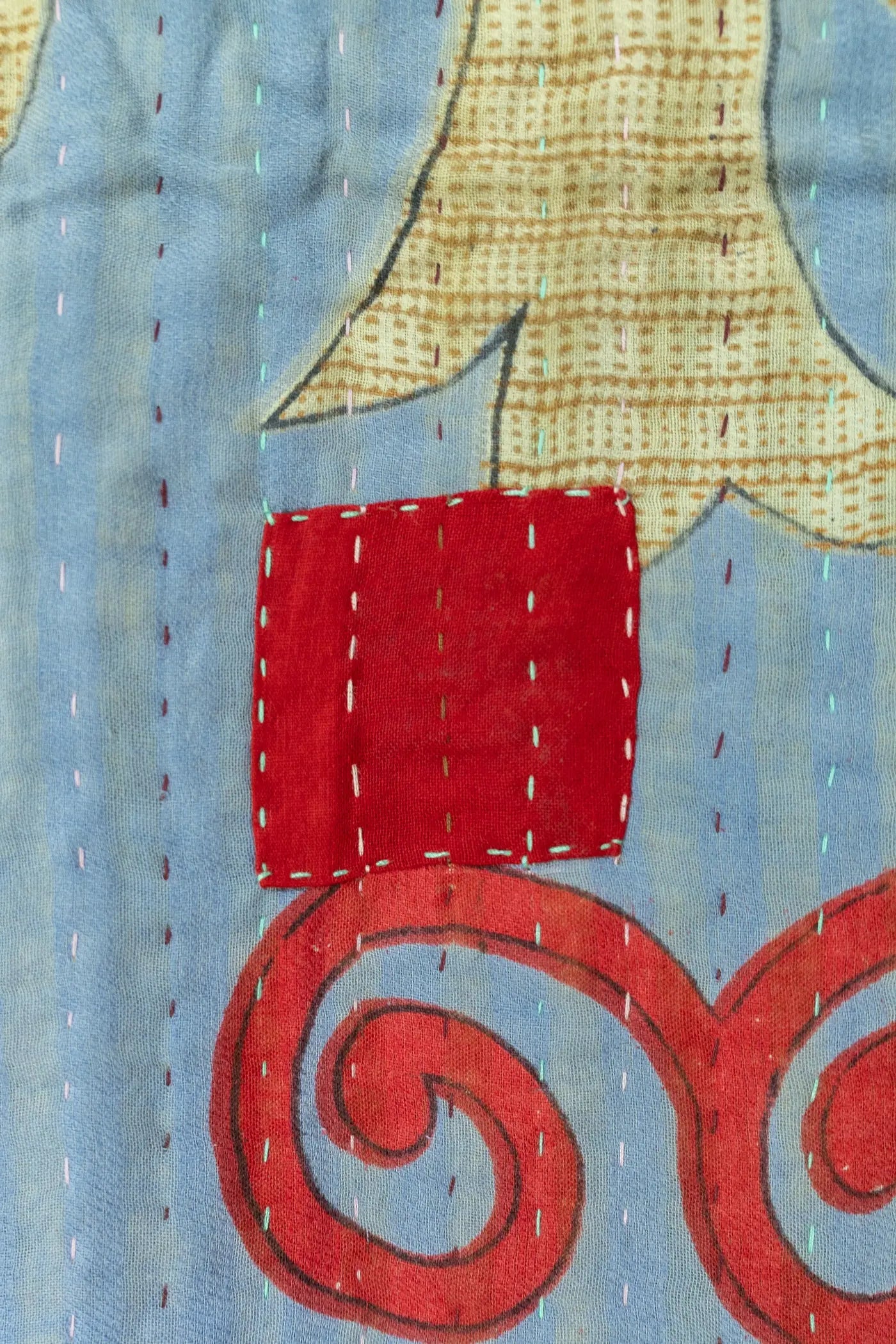 Joyful Kantha Throw Blanket