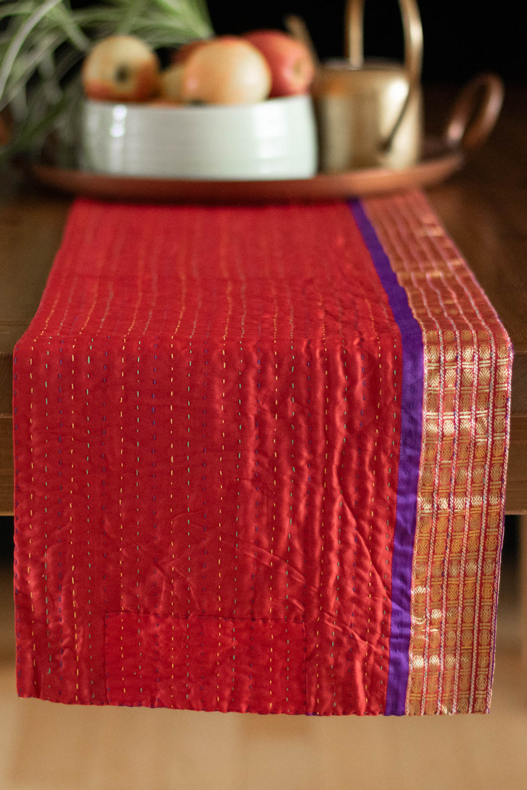 Kantha Table Runner Silk Blend D4