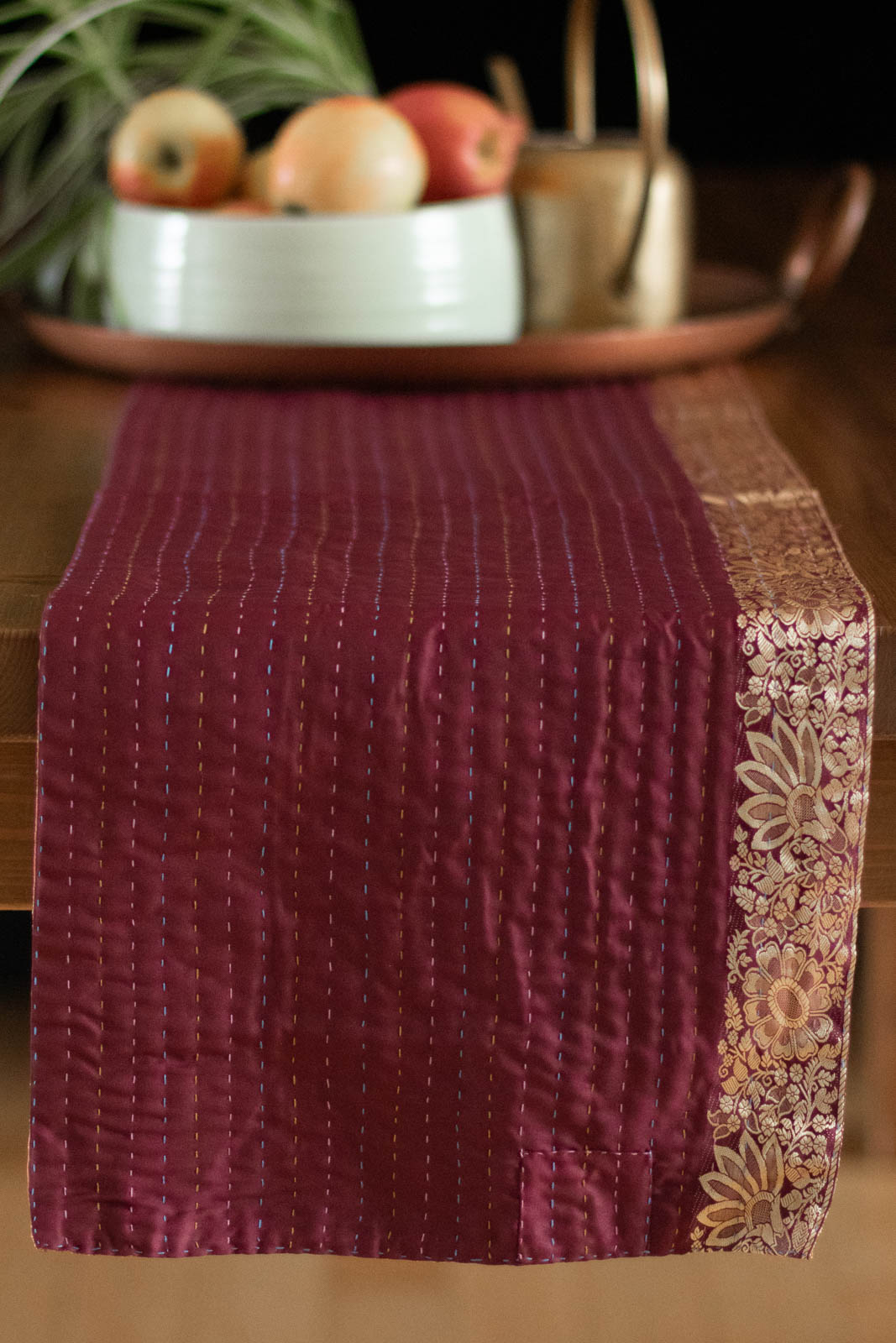 Kantha Table Runner Silk Blend E3