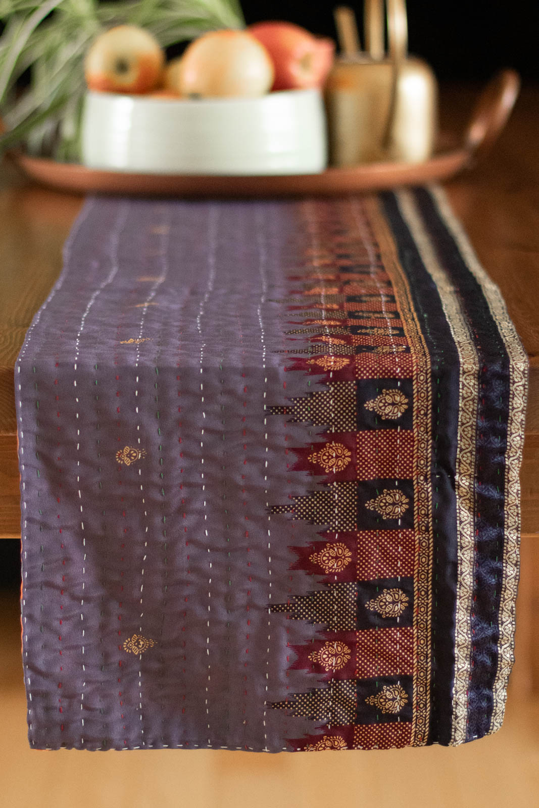 Kantha Table Runner Silk Blend B3