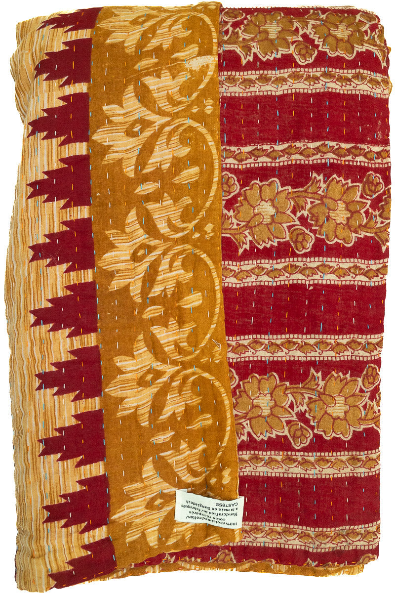 Kantha Large Throw Blanket
