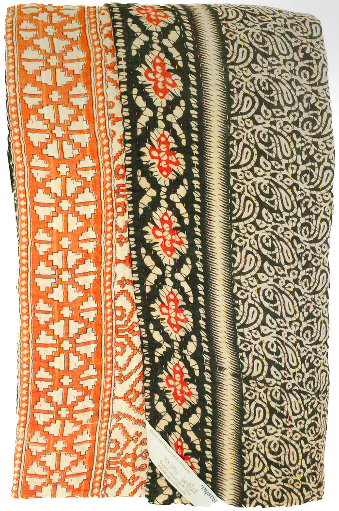 Kantha Large Throw Blanket