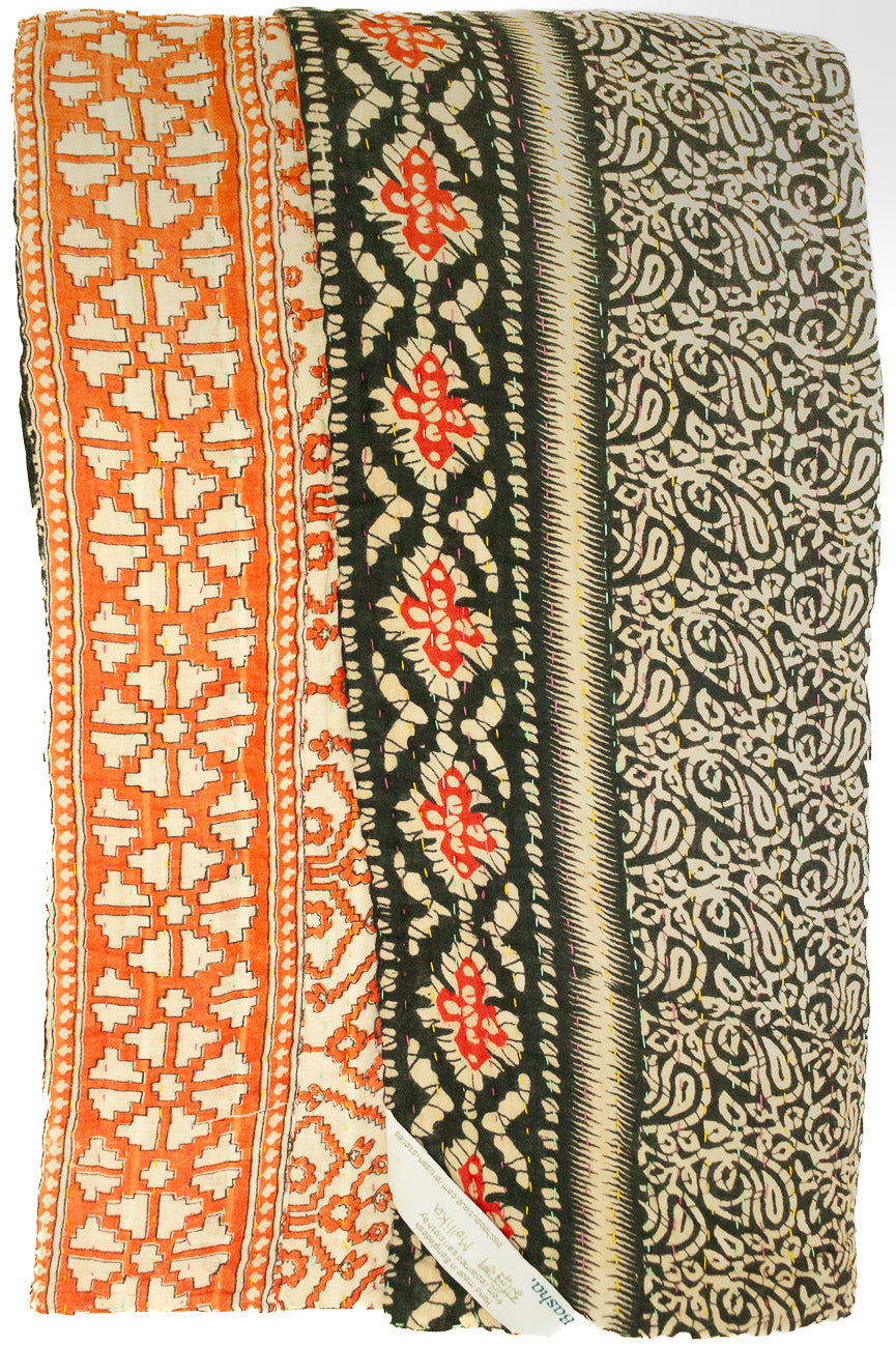 Kantha Large Throw Blanket