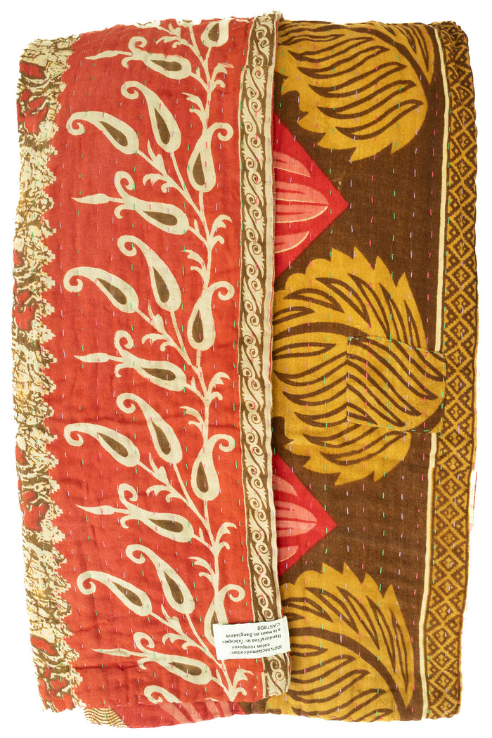 Gratitude Large Kantha Throw Blanket