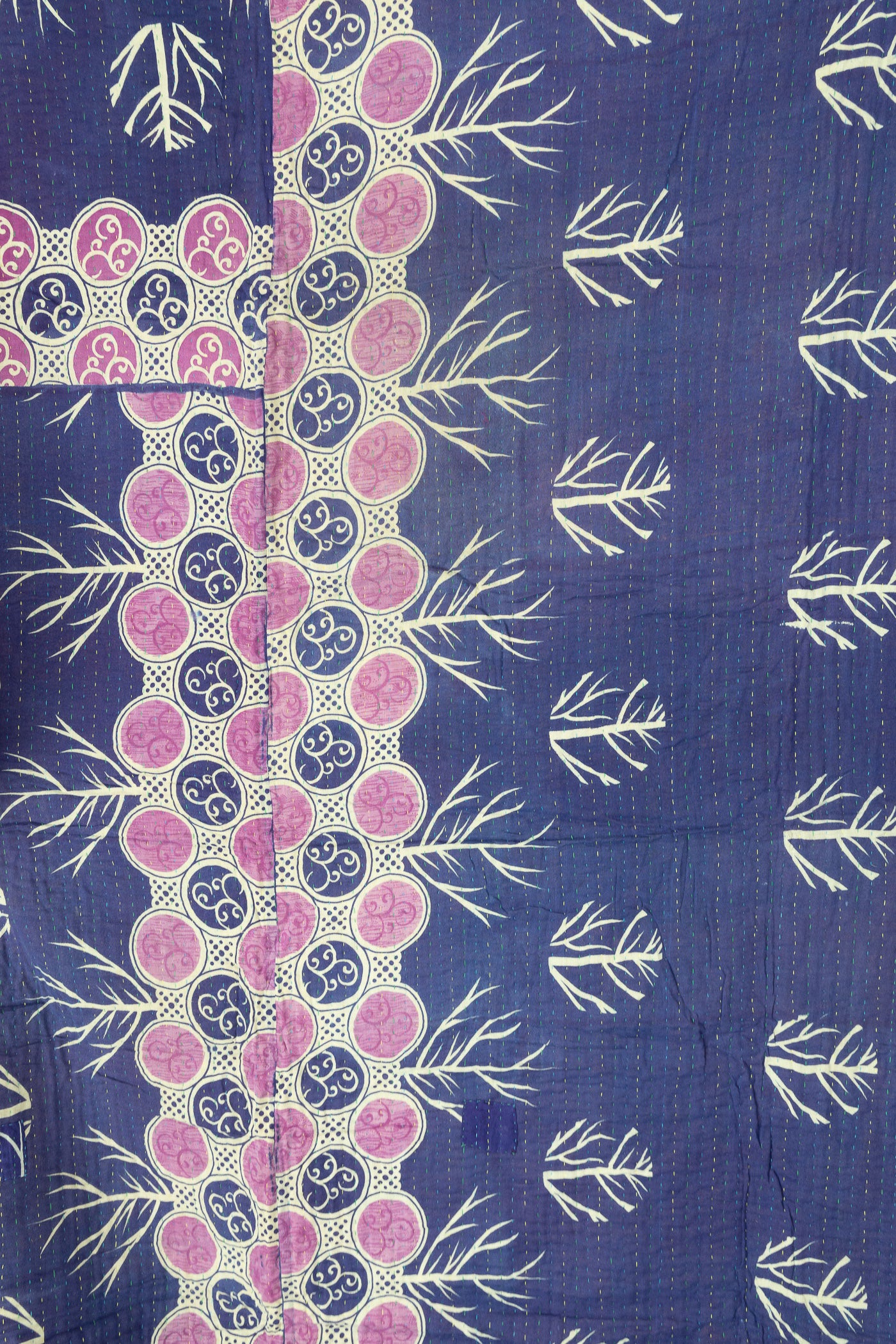 Midnight Large Kantha Throw Blanket