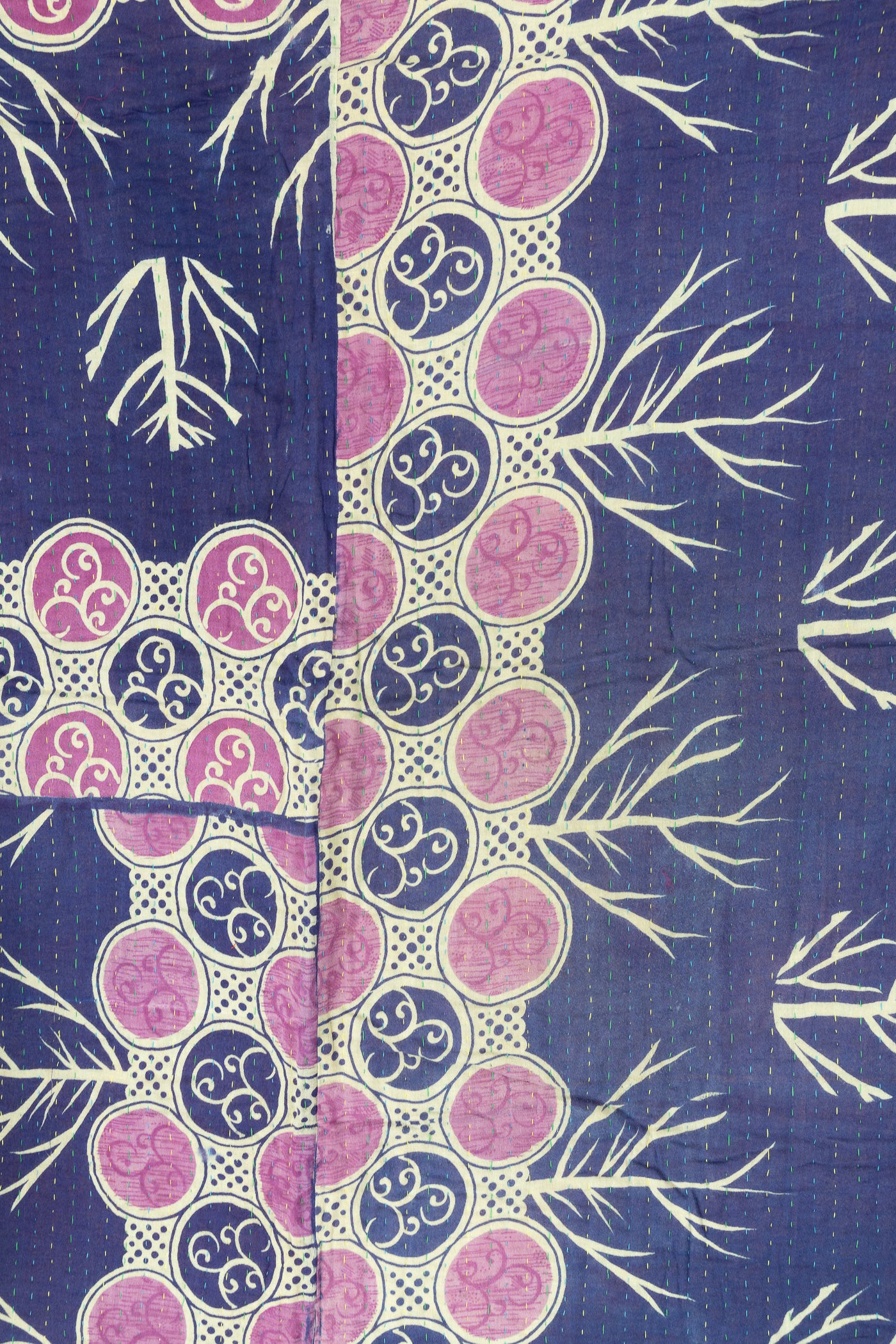 Midnight Large Kantha Throw Blanket