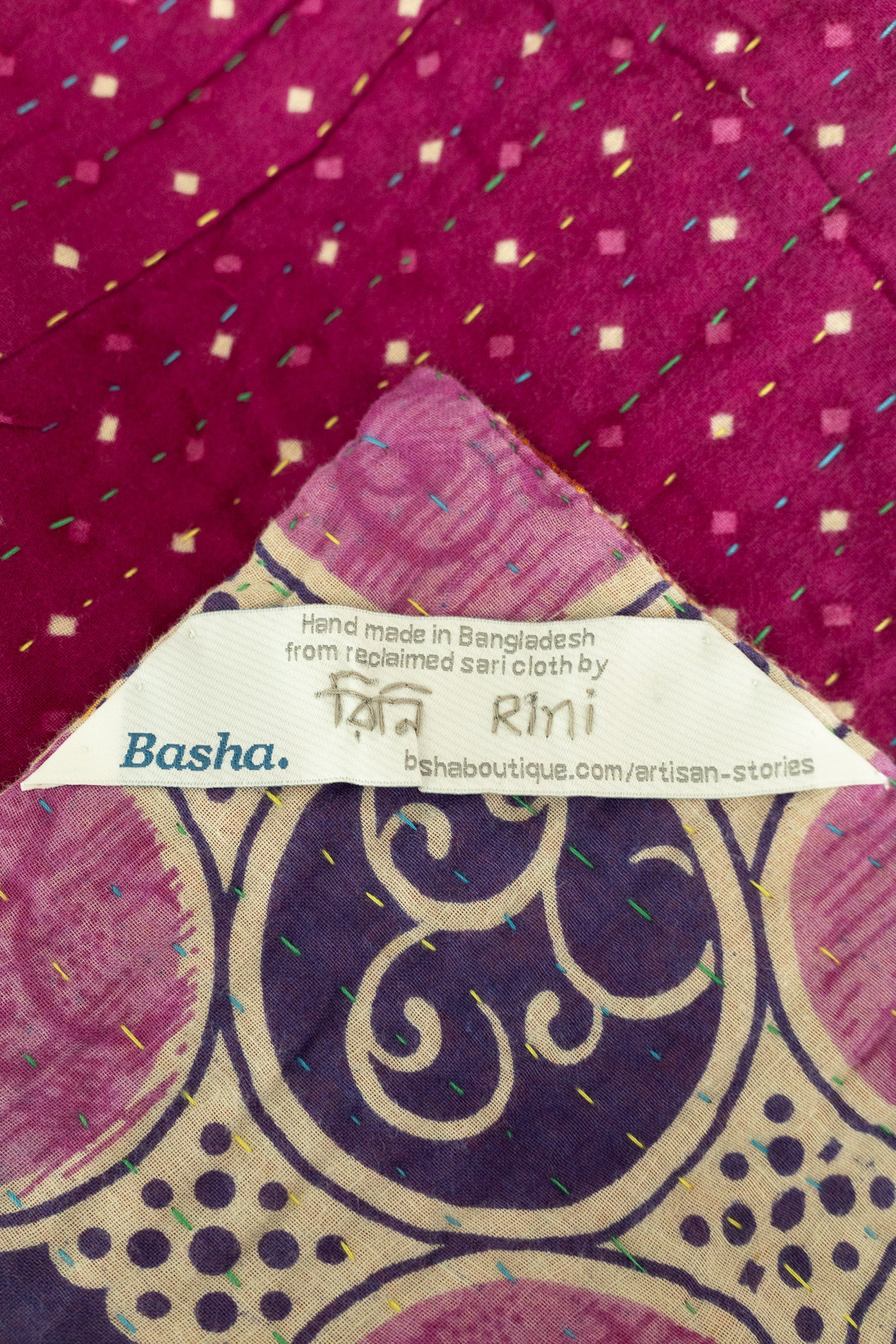 Midnight Large Kantha Throw Blanket