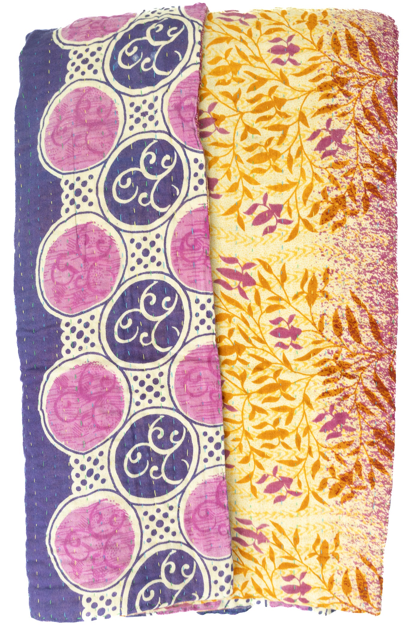 Midnight Large Kantha Throw Blanket