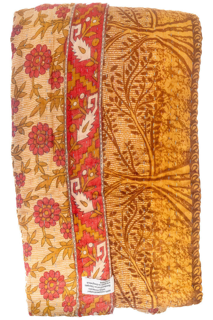 Kantha Large Throw Blanket