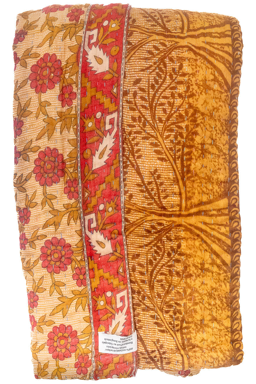 Kantha Large Throw Blanket