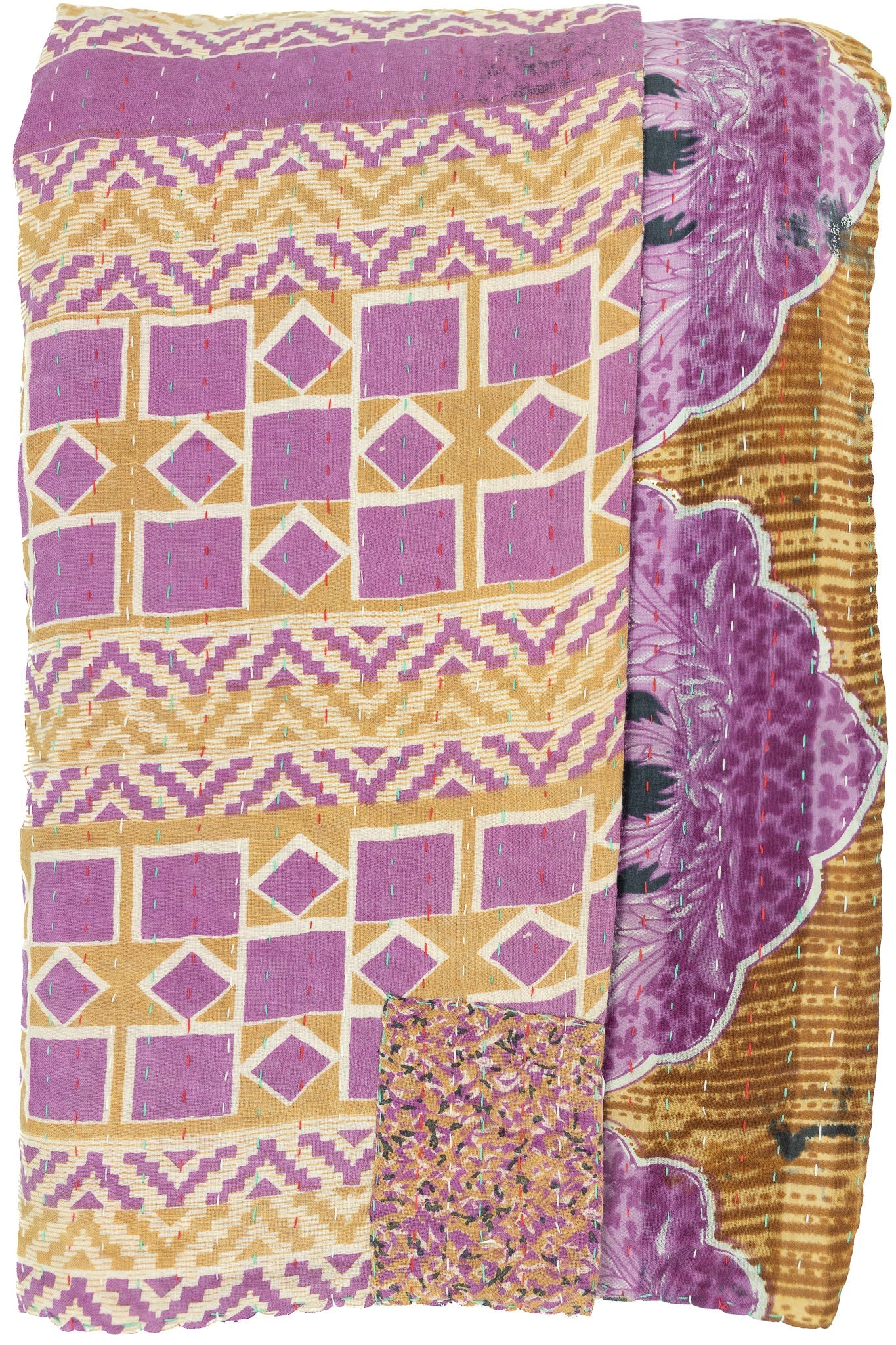 Kantha Large Throw Blanket