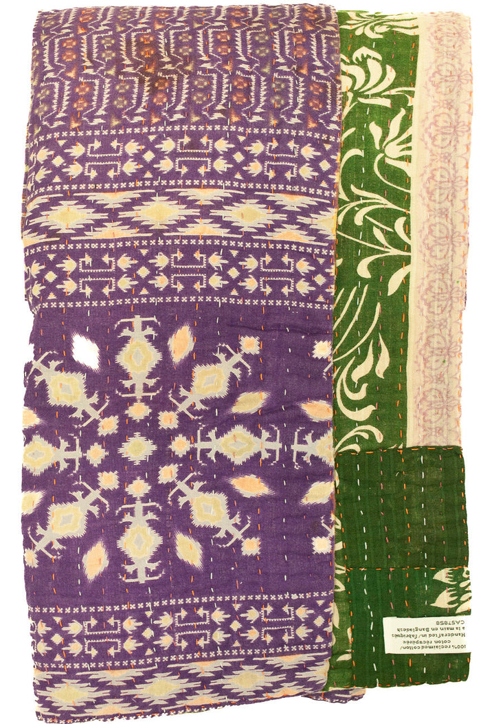 Kantha Large Throw Blanket
