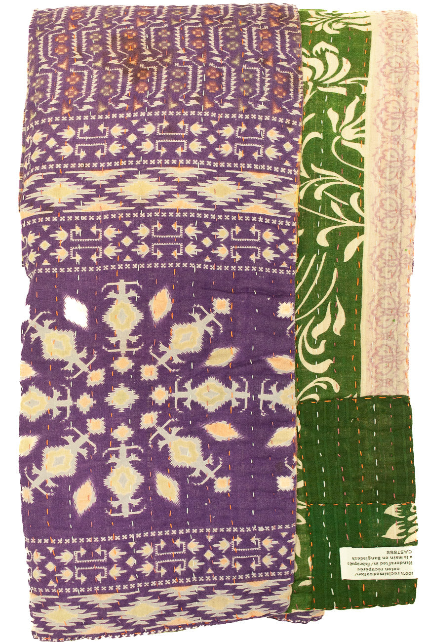 Kantha Large Throw Blanket
