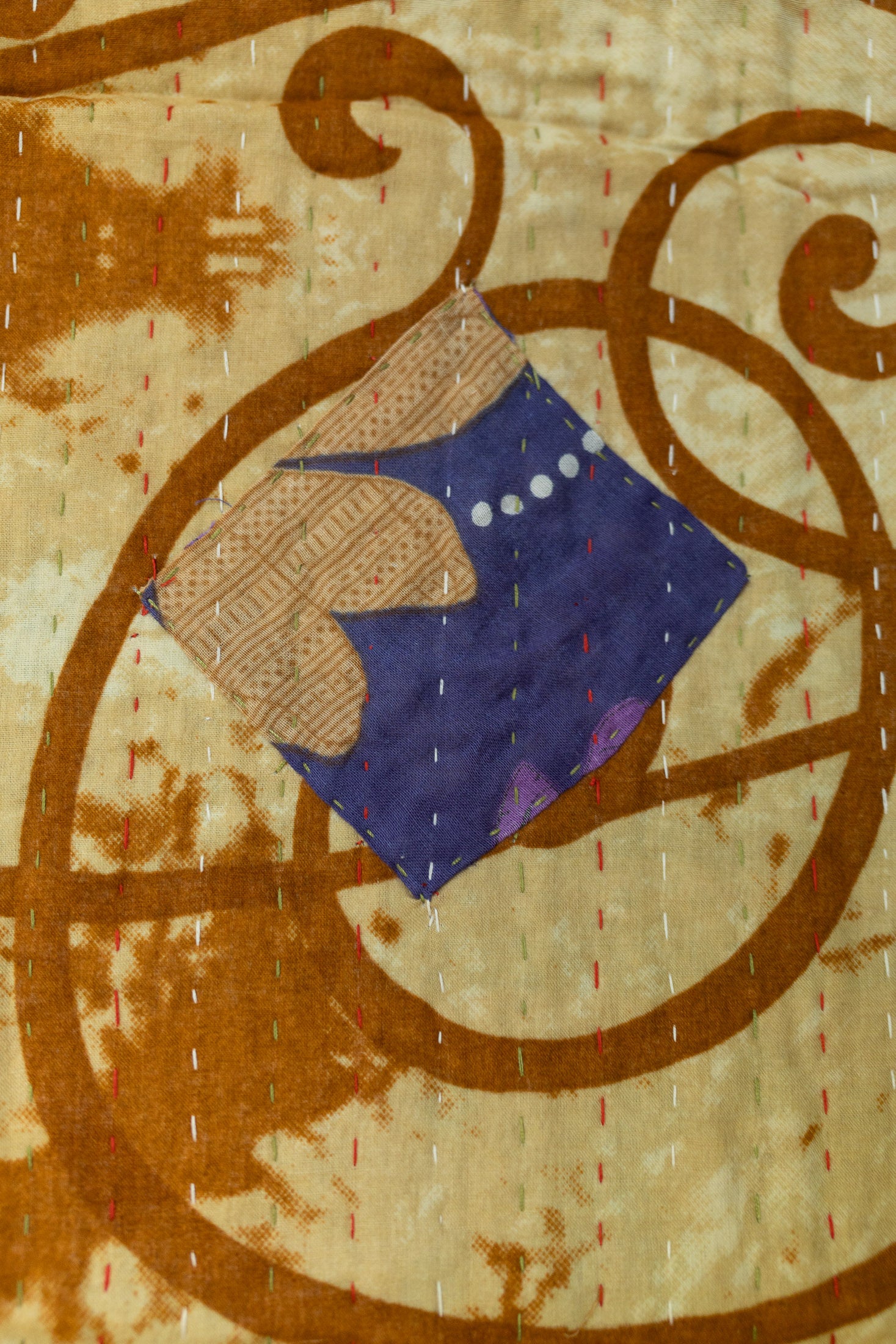 Lotus Kantha Throw