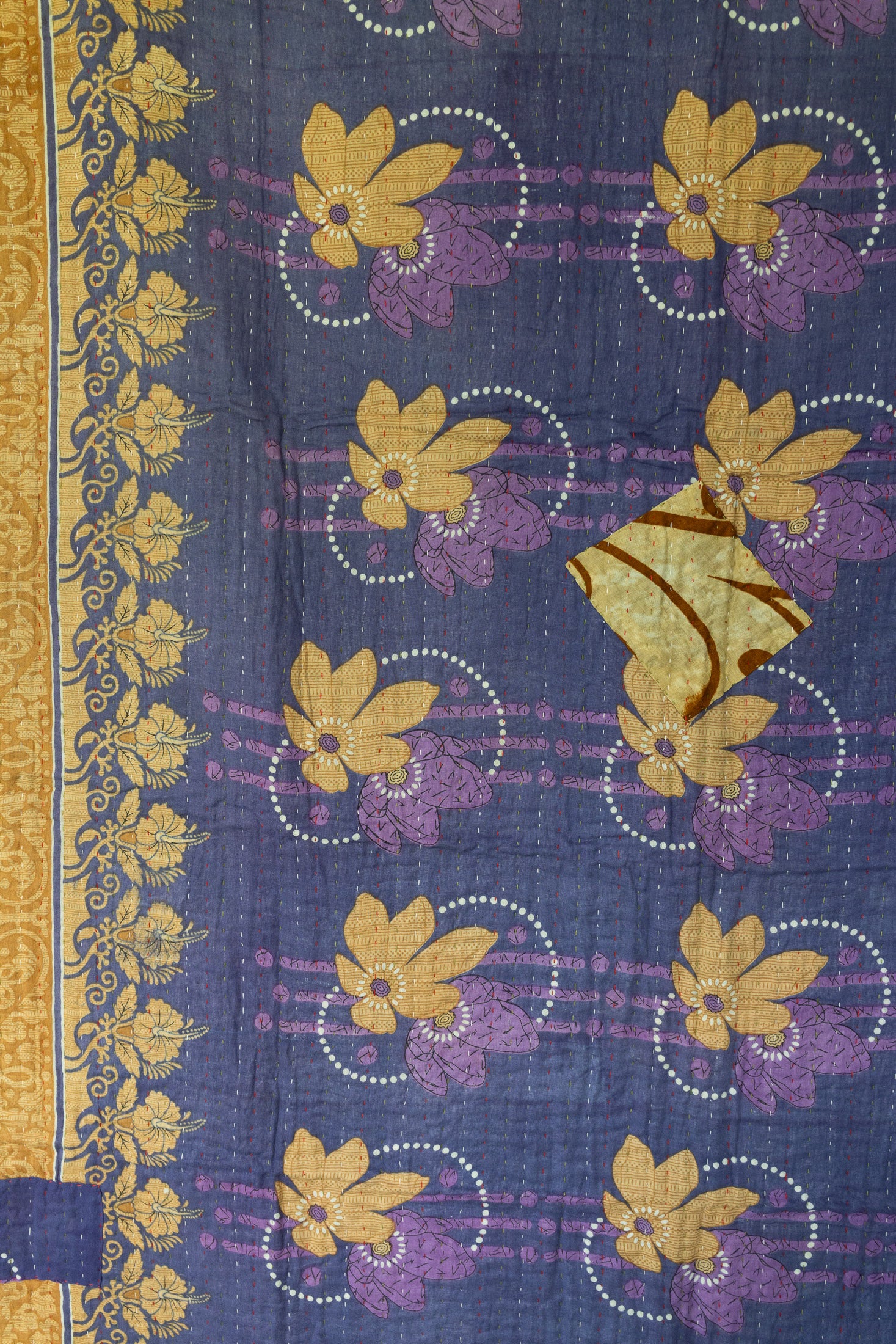 Lotus Kantha Throw