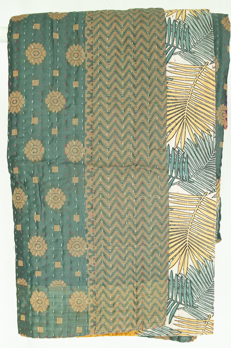 Kantha Silk Throw Blanket