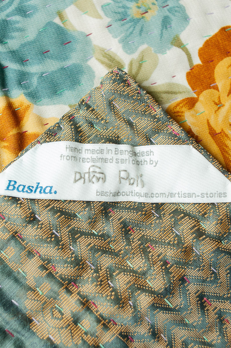 Luminous Silk Blend Kantha Throw