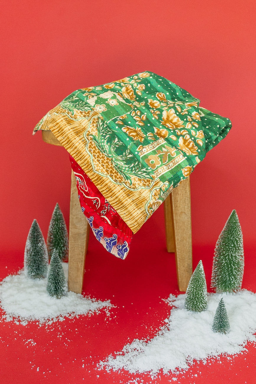Magical Kantha Christmas Throw