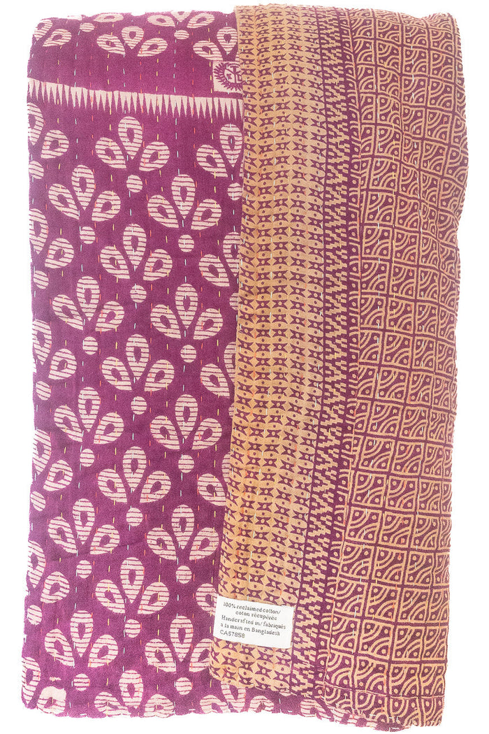 Kantha Large Throw Blanket