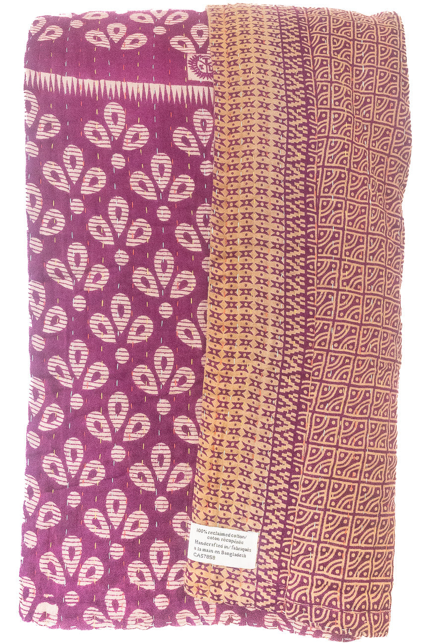 Kantha Large Throw Blanket