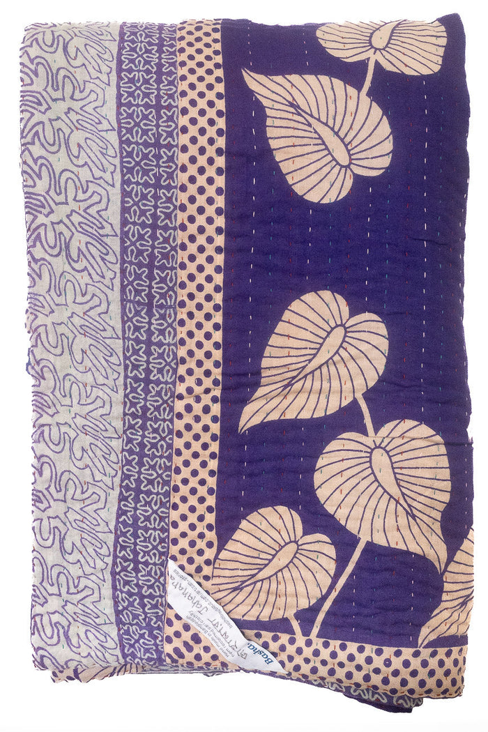 Kantha Large Throw Blanket
