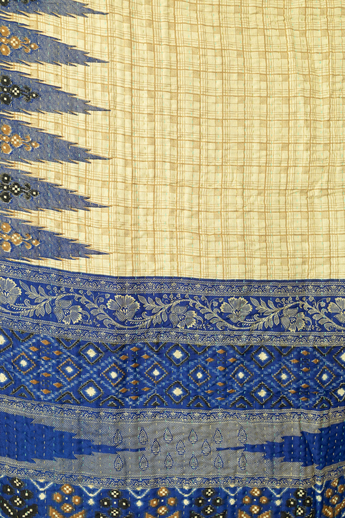 Midnight Silk Blend Kantha Throw Blanket