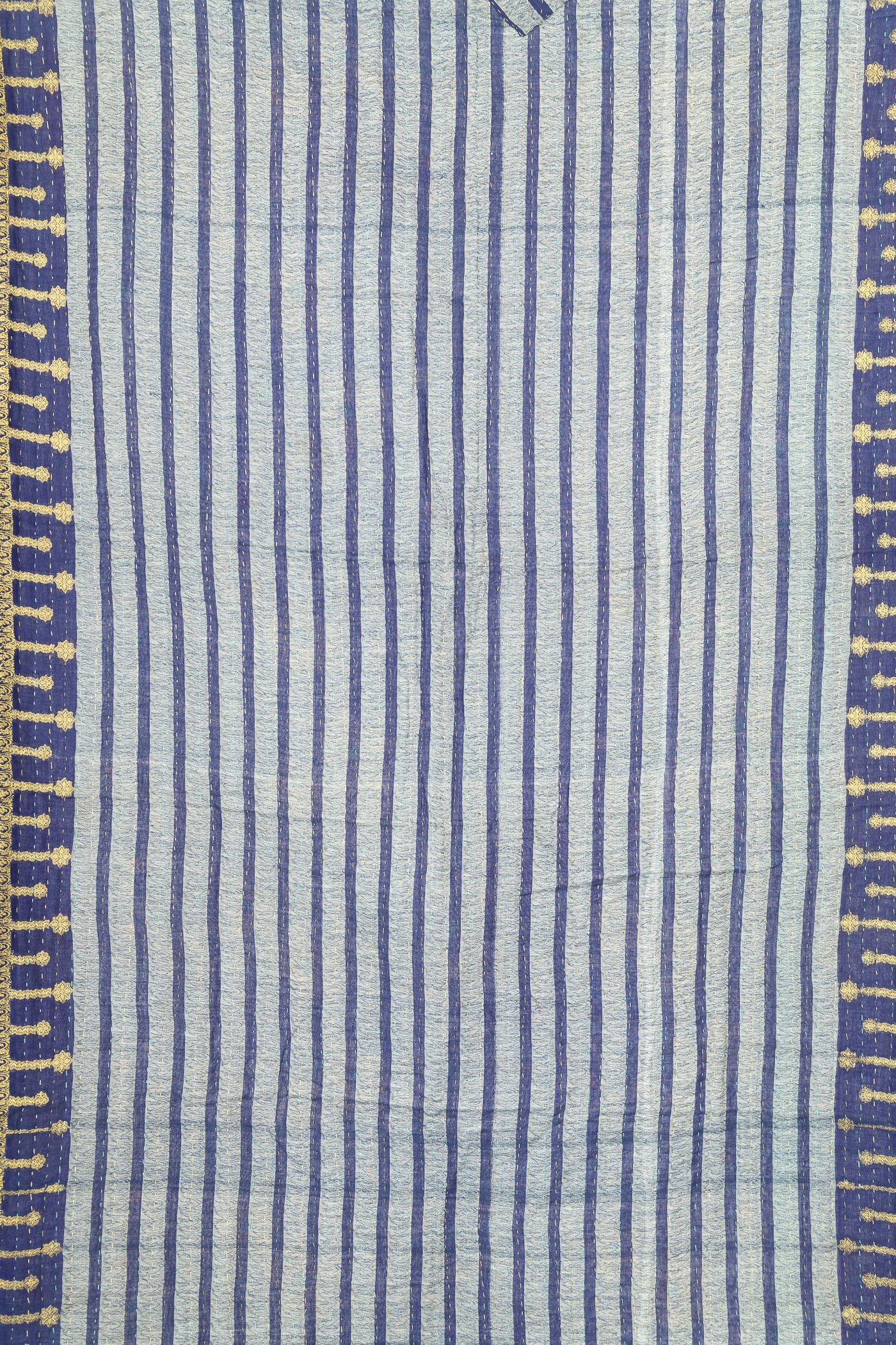 Midnight Silk Blend Kantha Throw Blanket
