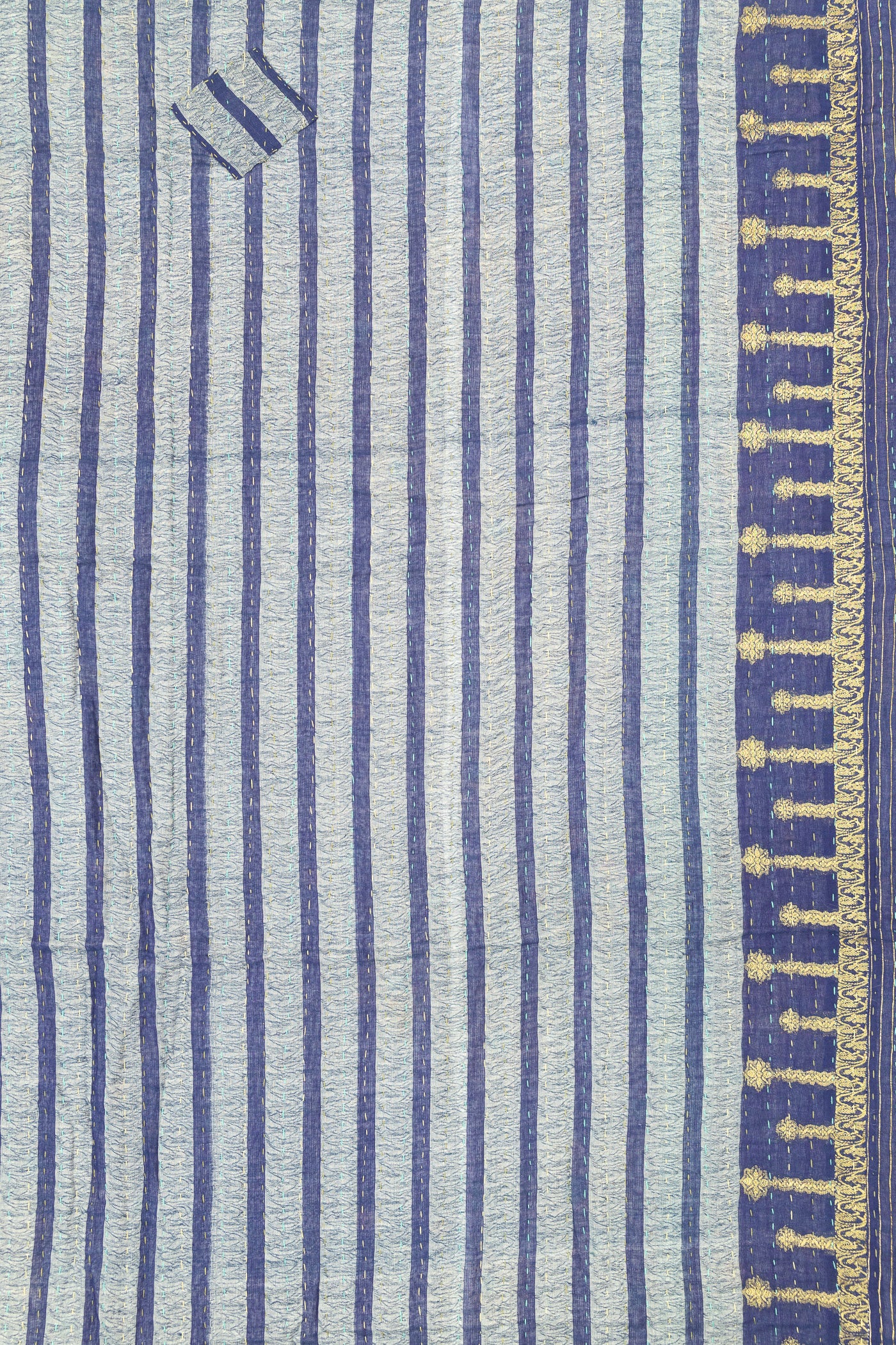 Midnight Silk Blend Kantha Throw Blanket
