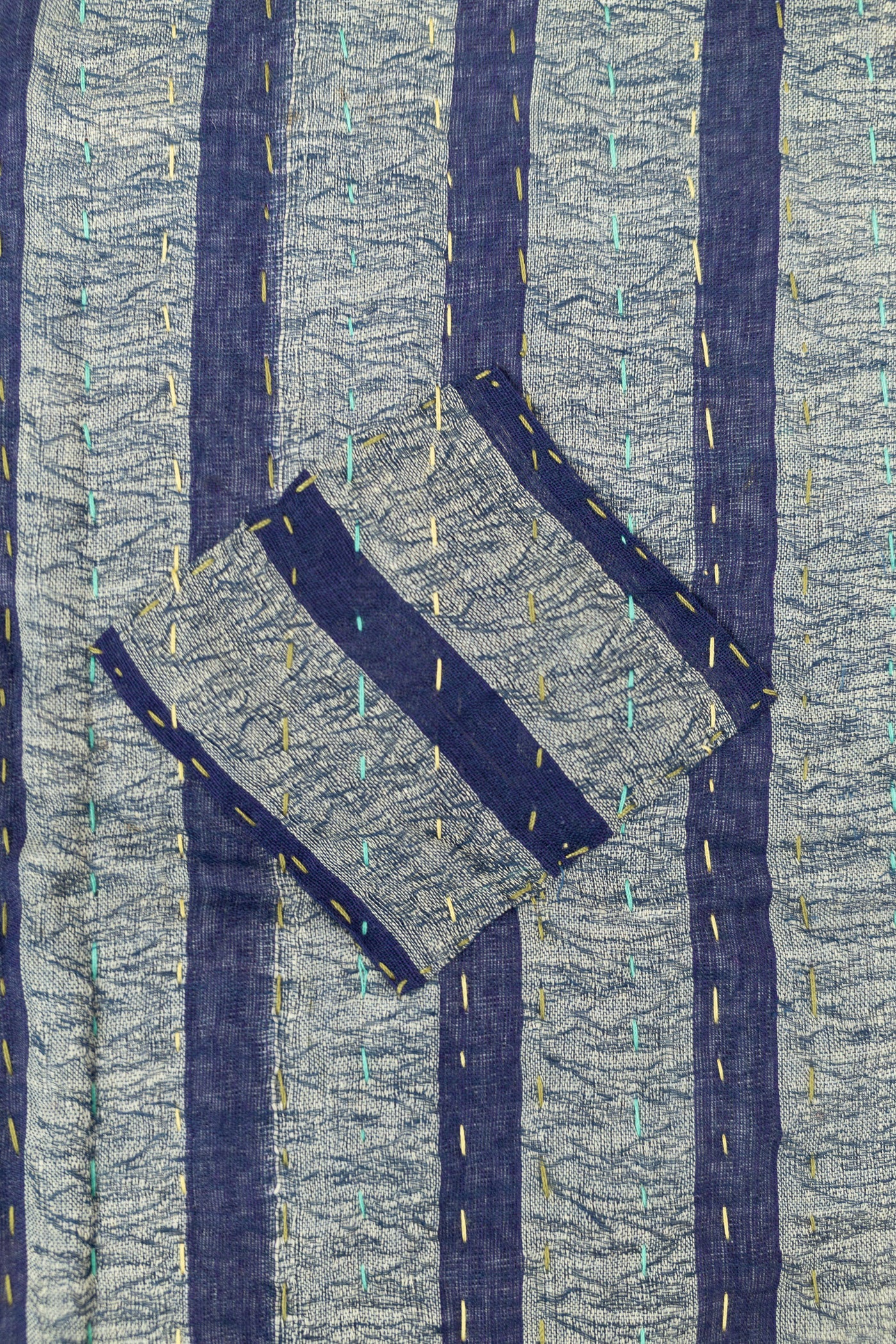 Midnight Silk Blend Kantha Throw Blanket