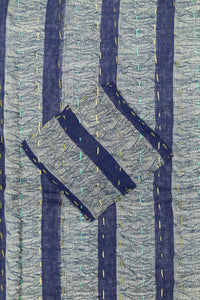Midnight Silk Blend Kantha Throw Blanket